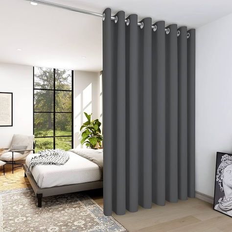 Amazon.com: Deconovo Blackout Curtains Office Room Divider (10ft Wide x 8ft Tall, 1 Panel, Dark Grey) Soundproof Curtains, Room Darkening Drapes, Divider Curtains for Bedroom, Hospital, Loft : Home & Kitchen Room Divider Curtains, Thermal Drapes, Office Room Dividers, Sliding Door Curtains, Office Dividers, Grey Blackout Curtains, Patio Door Curtains, Wide Curtains, Soundproof Room