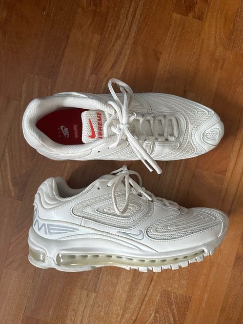 Supreme Air Max 98, Neymar Jr 2014, Nike Air Max 98, Air Max 98, Shoe Inspo, Neymar Jr, Dream Shoes, White Shoes, Air Max