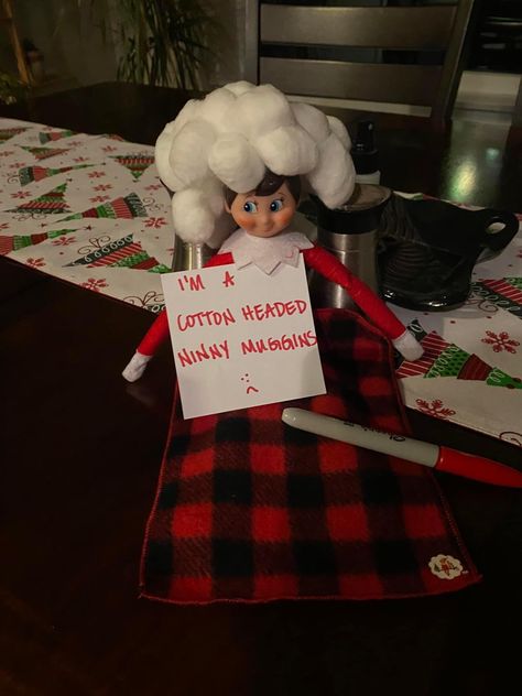 Cotton Headed ninny muggins Elf On Shelf, Cotton Headed Ninny Muggins, Shelf Ideas, On The Shelf, Elf On The Shelf, Elf, Shelves, Holiday Decor