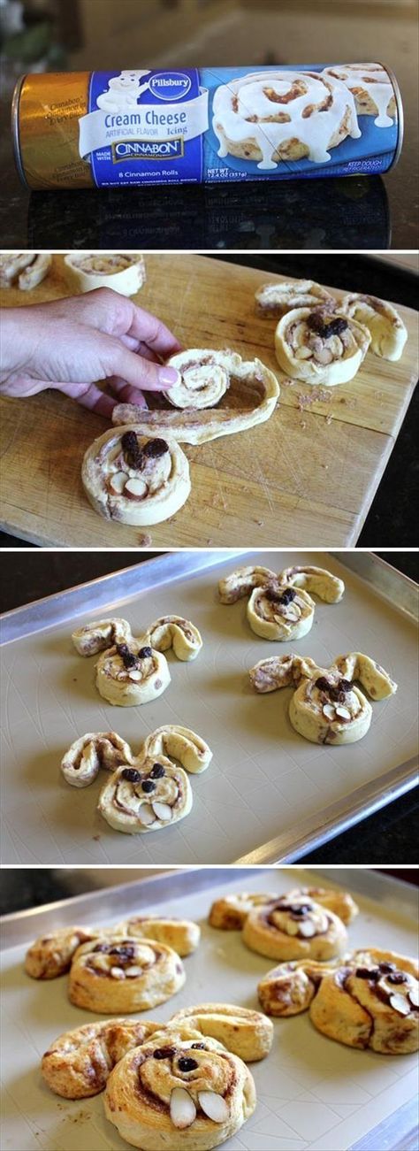 Fun Do It Yourself Easter Crafts – 34 Pics Bunny Cinnamon Rolls, Easter Goodies, Choco Chips, Monkey Bread, Easter Dinner, Easter Brunch, Easter Treats, Dinner Rolls, Easter Fun