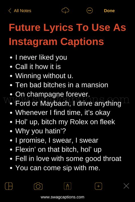 Rapper Quotes For Instagram, Future Rapper Captions Instagram, Future Captions Instagram, Music Lyrics Captions, Future Lyrics Toxic, Rap Lyric Captions, Future Lyrics Captions, Lyrics Bio For Instagram, Future Rapper Lyrics