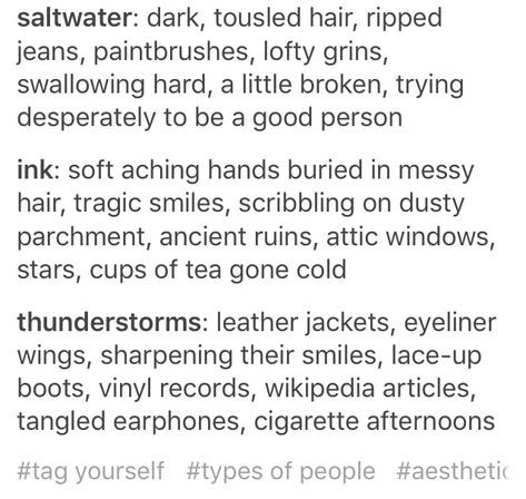 Tag Urself, Character Tropes, Types Of Aesthetics, Aesthetic Types, Writing Inspiration Prompts, Book Writing Inspiration, Writing Characters, Story Prompts, Book Writing Tips