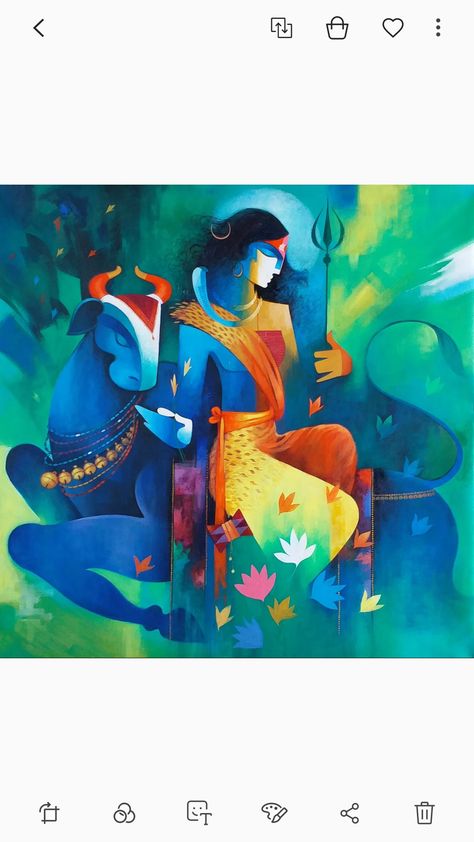 Lord Shiva Abstract Painting, Shiv Abstract Painting, Nandi Painting Canvas, Shivji Canvas Painting, Shiv Ji Painting On Canvas, Sukanta Bhattacharya, Shiva Painting Acrylics, Shiva Acrylic Painting, Shiv Nandi