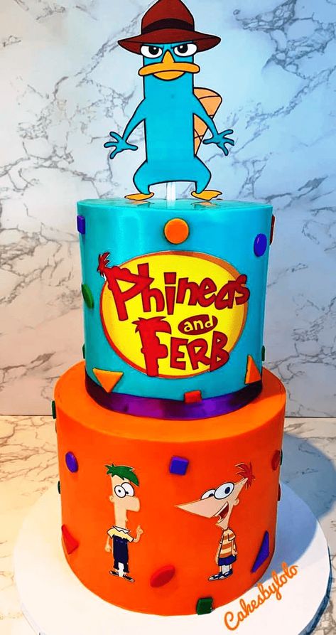 Phineas And Ferb Birthday Cake, Phineas And Ferb Cake, Phineas And Ferb Birthday, Phineas E Ferb, Phineas Y Ferb, Cake Designs Images, Simple Birthday Cake, Birthday Cake Ideas, Image Ideas