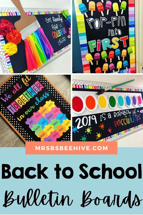 Colorful Back To School Bulletin Boards, Start Of School Year Bulletin Board Preschool, Splash Of Color Bulletin Board, Bright Color Bulletin Board Ideas, Colorful Classroom Bulletin Boards, First Grade Hallway Bulletin Boards, Primary School Bulletin Boards, First Grade Bulletin Boards Welcome To, Back To School Bulletin Boards Preschool Classroom Ideas