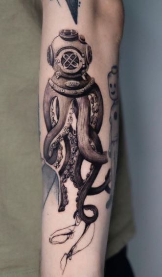 85 Unique Octopus Tattoos You'll Need To See - Tattoo Me Now Skeleton Octopus Tattoo, Unusual Tattoos, Tentacle Tattoo, Chef Tattoo, See Tattoo, Unusual Tattoo, Octopus Tattoo Design, Tattoo Me, Octopus Tattoos