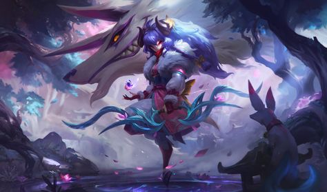 Spirit Blossom Kindred, League Of Legends Live, Baka To Test, Evelynn League Of Legends, Spirit Blossom, Xayah And Rakan, League Of Legends Fanart, League Legends, Lol Champions