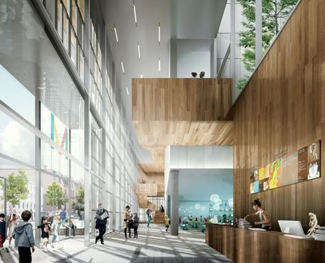 Pavilion for Peace Set to Open in November in Montreal Art Museum Architecture, Museum Interior, Lobby Interior, Architecture Graphics, Hospital Design, Lobby Design, Interior Rendering, Museum Architecture, Architecture Rendering