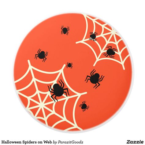 If you want to stand out for Halloween, you'll love these orange spider and web designs! Don't spend the scariest night of the year without these little friends! #zazzle #halloween #spider #web #orange #bug #spooky  #artprint #gifts #gift #giftideas #design #unique #custom #home #homedecor #decoration #wallart #pillow #curtain #poster #doormat #bathmat #pouf #clock #bedroom #bathroom #livingroom #blanket #duvet Halloween Spiders, Orange Spider, Spider Art, Halloween Spider Web, Web Designs, Ceramic Knobs, Halloween Spider, Halloween Festival, Halloween Stickers