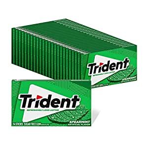 Trident Spearmint Sugar Free Gum, 24 Packs of 14 Pieces Gum Trident, Listerine Pocketpaks, Spearmint Gum, Mouth Spray, Mint Gum, Sugar Free Gum, Peppermint Sugar, Flavored Sugar, How To Prevent Cavities