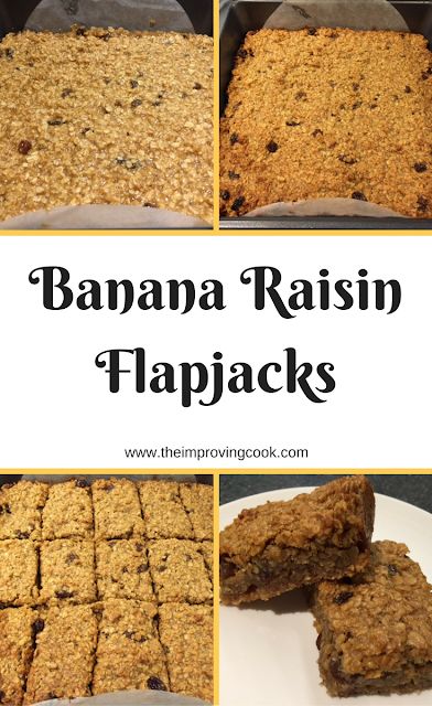 Banana Raisin Flapjacks- flapjacks made with over-ripe bananas and raisins. Perfect for lunchboxes or after school snacks #banana #bananarecipes #flapjacks #raisins #lunchboxlove #snack Banana Flapjack, Bakes Recipe, Benefits Of Eating Avocado, Flapjack Recipe, Raisin Recipes, Pantry Recipes, Yummy Bites, Work Food, Bake Something