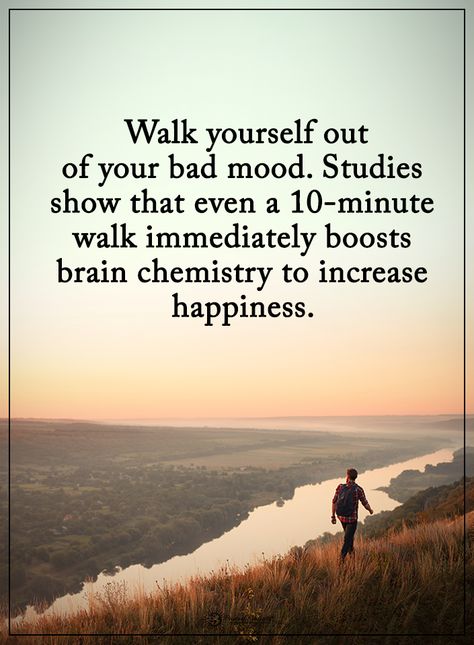 Walk yourself out of your bad mood. Studies show that even a 10-minute walk immediately boosts brain chemistry to increase happiness.  #powerofpositivity #positivewords  #positivethinking #inspirationalquote #motivationalquotes #quotes #life #love #hope # Walking Exercise Quotes, Walking Motivation, September Mood, Walking Quotes, Inspirational Affirmations, Walking For Health, Walking Workout, Walking Meditation, Brain Chemistry