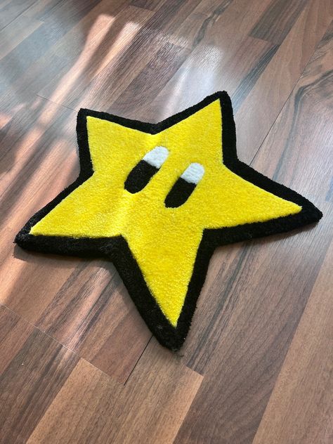 Tufted Mario Super Star Rug, Wall-hanging, PRE-ORDER Custom Carpet, Game Room Décor, Accent Rug, Fluffy Rugs, Gifts for Gamers, Gaming Room - Etsy Video Game Rugs, Video Game Rug, Cool Rug Designs, Adventure Time Rug, Anime Tufted Rug, Mario Rug, Pokemon Rugs, Plushie Slippers, Mario Super Star