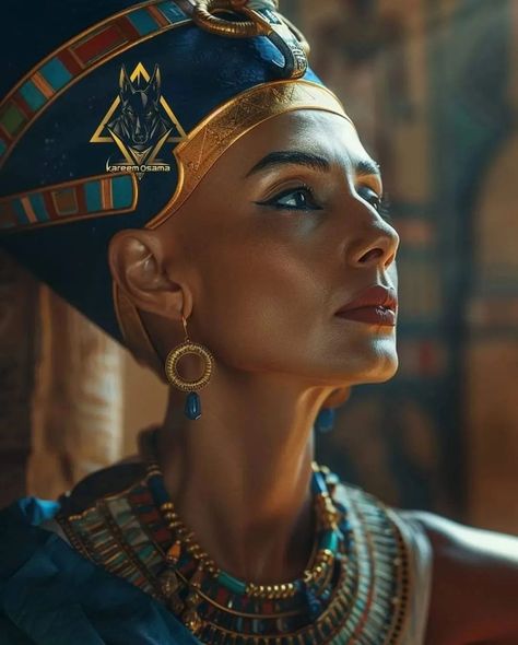 Queen Nefertiti Art, Egyptian Character Design, Nefertiti Art, Mage Tower, Egyptian Eye Tattoos, Egyptian Goddess Art, Ancient Egypt Fashion, Ancient Egypt Pharaohs, Afrofuturism Art