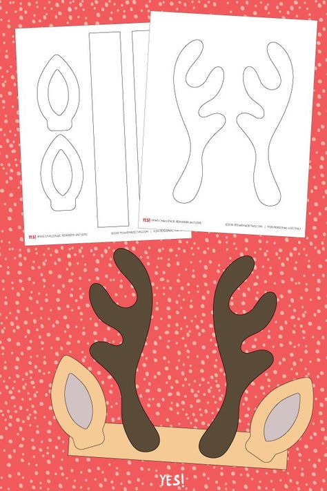 Looking for a simple Christmas crafts for kids? Learn how to make reindeer antlers with our simple DIY tutorial. Free reindeer printables are included! #yeswemadethis #christmascraftsforkids #reindeercraftsforkids #reindeer #christmasreindeer Rain Deer Crafts Christmas For Kids, Diy Rudolph Costume For Kids, Diy Reindeer Headband, Reindeer Hat Template Free Printable, Reindeer Ears Headband, Reindeer Antlers Diy, Reindeer Headband Template, Reindeer Ears Template, How To Make Reindeer Antlers