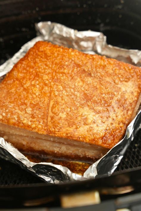 Air Fryer Crispy Pork Belly (SUPER CRISPY) - CJ Eats Recipes Chinese Pork Belly, Cj Eats, Pork Belly Recipes Crispy, Chinese Roast Pork, Fried Pork Belly, Chinese Pork, Pork Belly Recipes, Crispy Pork Belly, Filipino Foods