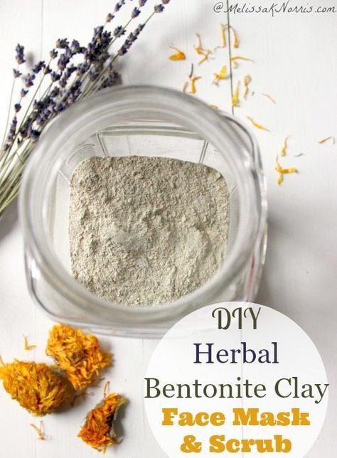 Easy DIY Herbal Bentonite Clay Face Mask – this pore cleansing recipe is made without expensive essential oils, and makes a welcomed gift for anyone who enjoys a good facial! #bentoniteclay #diyfacemask #claymask #naturalskincare Clay Mask Recipe, Bentonite Clay Face Mask, Melissa K Norris, Bentonite Clay Mask, Natural Face Scrub, Coffee Facial, Face Scrubs, Coffee Face Scrub, Face Scrub Homemade