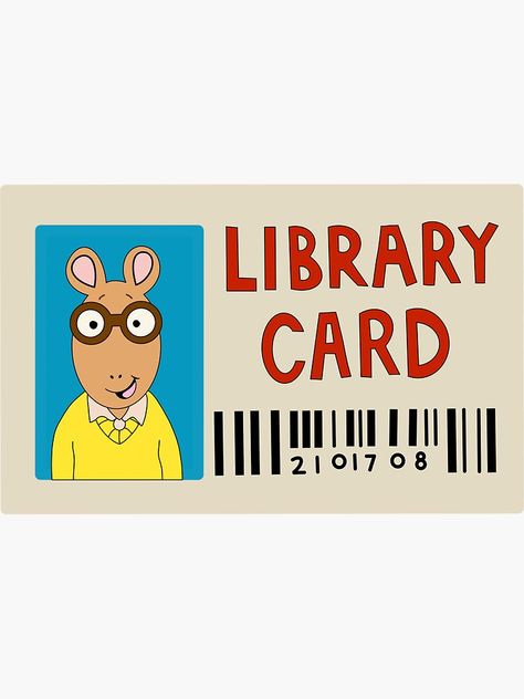 "Arthur Library Card" Sticker for Sale by aclaggett | Redbubble Arthur Library Card, Vision Board Themes, Library Card, Creating Art, Sticker Design, Vinyl Sticker, For Sale, Sticker Designs, Patchwork