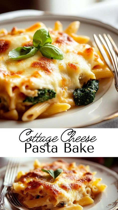 This cottage cheese pasta bake brings a creamy, cheesy twist to classic pasta! With a flavorful tomato sauce, protein-rich cottage cheese, and perfectly baked pasta, it’s a comforting dish that’s easy to make. Perfect for weeknight dinners or meal prep! Pasta And Cottage Cheese, Pasta Recipes With Cottage Cheese, Cottage Cheese Pasta Bake, Sauce With Cottage Cheese, Creamy Tomato Pasta Sauce, Ricotta Pasta Bake, Cheese Pasta Bake, Cottage Cheese Pasta, Baked Penne Pasta