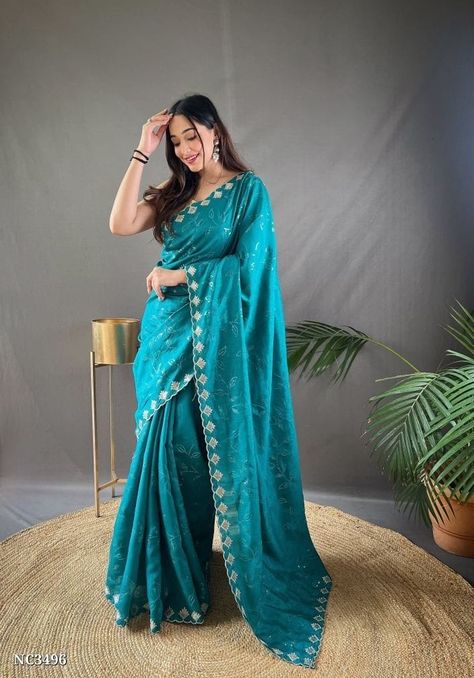 Rs2100 free ship...cash on delivery available.. more options Draped Sarees, Pre Draped Saree, One Minute Saree, Draped Saree, Stitched Saree, Lehenga Choli Wedding, Latest Saree, Ready To Wear Saree, Satin Saree