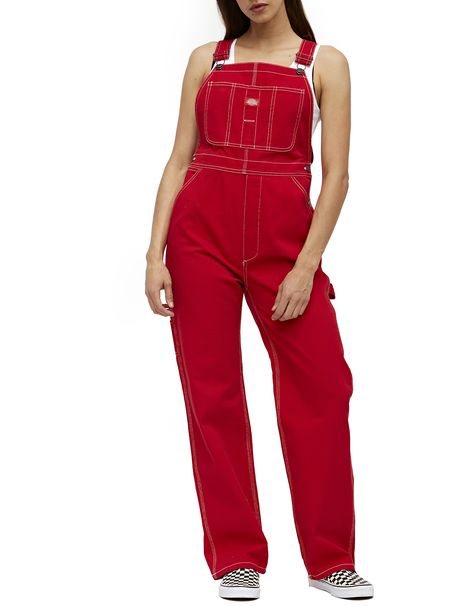 Dickies Girl Juniors' Relaxed Twill Overalls Overalls Outfit Black Women, Overalls Outfit Black, Dickies Overalls Outfit, Overalls Chic, Sassy Clothes, Dickies Outfit, Dickies Overalls, Moda Grunge, Red Overalls