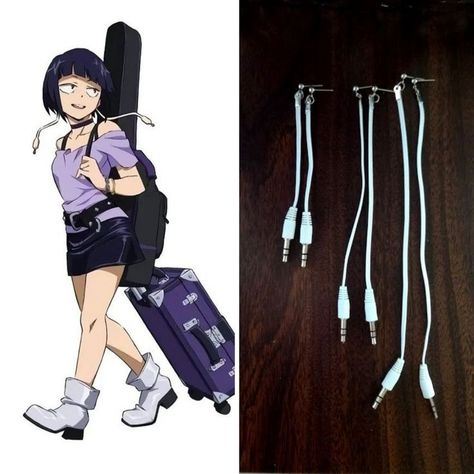 My Hero Academia Kyoka Jiro, Kyoka Jiro, Anime Earrings, Earphone Jack, Cosplay Jewelry, 1080p Anime Wallpaper, Anime Jewelry, Clothing Design Sketches, Anime Inspired Outfits