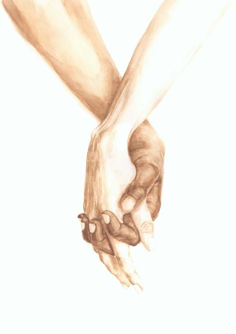 Art Painting Couple, Holding Hands Art, Art Painting Love, A Couple Holding Hands, Holding Hands Drawing, Painting Couple, Aesthetic Art Anime, Learning Drawing, Arte Aesthetic