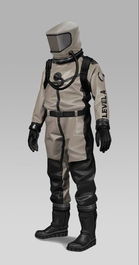 Hazard Suit Concept Art, Sci Fi Hazmat Suit, Hazmat Suit Character Design, Hazmat Suit Concept Art, Prey Concept Art, Hazmat Suit Art, Hazmat Soldier, Futureristic Fashion, Lab Outfit