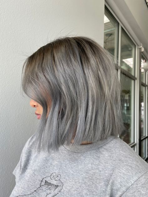 Silver Bob Haircut, Silver Hair Bob, Silver Grey Hair Color, Silver Hair Color Short, Silver Bob, Black And Silver Hair, Gray Bob, Grey Hair Color Silver, Short Bob Hair