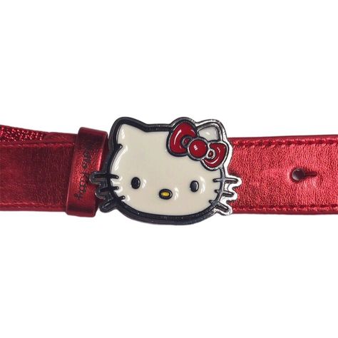 Y2k Belts Png, Hello Kitty Belt Buckle, Hello Kitty Belt, Belts Aesthetic, Glitter Belt, Colorful Outfits, Red Belt, Colourful Outfits, Pretty Outfits