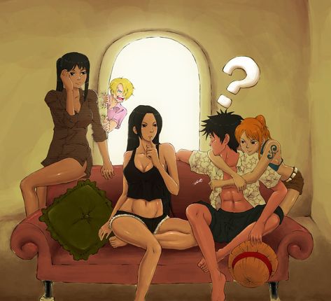 Ohoho spent a week drawing the good ol' Luffy Harem. I'll probably draw another week some day since I've missed some pretty obvious characters, but that's for later. Animal print and frost&amp... Luffy And Hancock, Luffy X Nami, One Piece Nami, Nami One Piece, One Piece Funny, One Peice Anime, One Piece Drawing, One Piece Images, One Piece Comic