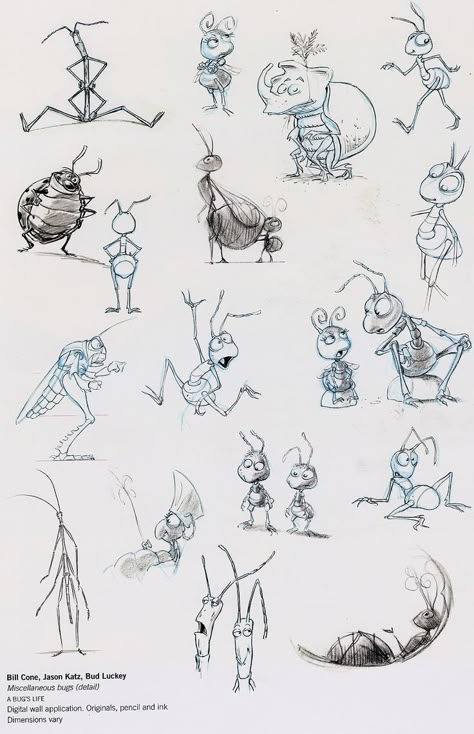 Life Concept Art, A Bugs Life Characters, Bug Cartoon, A Bug's Life, Disney Concept Art, Disney Sketches, 캐릭터 드로잉, Insect Art, Concept Art Drawing