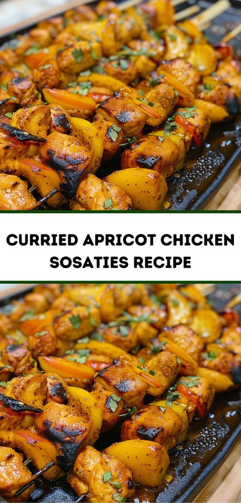 Want dinner recipes that impress? Curried Apricot Chicken Sosaties is a standout! This apricot recipe is perfect for BBQ chicken and family dinners, combining the sweetness of apricots with savory spices for a healthy meal. Chicken Sosaties, Chicken Recipes Simple, Chicken Recipe For Dinner, The Best Chicken Recipes, Making Chicken, Apricot Recipes, Apricot Chicken, Delicious Chicken Recipes, Chicken Dinner Ideas