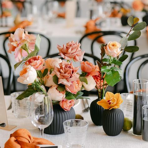 Repost: @lnr_events_  We did this by setting the table with impressive whisper weave linen, burnt orange napkins, black beautiful tableware, laminating peach taper candles, and elegant stationery, all complimented by lush florals in all the Autumn colours.  Event stylist & management: @lnr_events_ Photographer: @neiyo Florist: @aschajolie Tableware: @eventmerchantco Table linen: @tablearteventhire Event stationery: @adelphimou Venue: @farmviganoweddings Colour Wedding Decor, Orange Tablescape, Orange Napkins, Black Wedding Table, Event Stationery, Elegant Stationery, Event Stylist, Ramadan Greetings, Eid Greetings