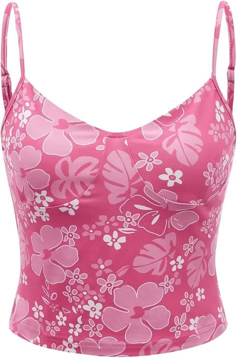 Amazon.com: Print Cami Trendy Tankini, Spring Vacation Outfits, Beachy Outfit, Icon Y2k, Tropical Tank Top, Spring Floral Prints, Shein Icon, Ankle Jewelry, Floral Cami