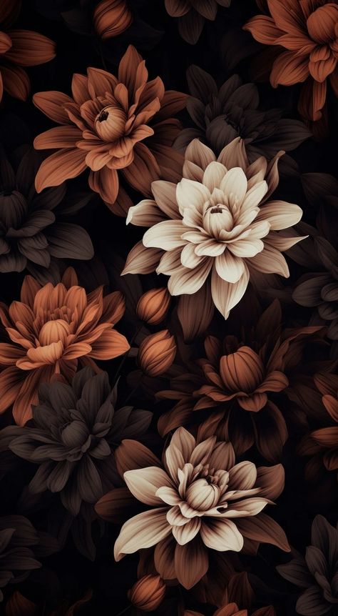 Watch Wallpaper Dark, Brown Flower Background, Iphone Wallpaper Flowers, Flower Pattern Wallpaper, Iphone Wallpaper Ideas, November Wallpaper, Nice Designs, Flower Background Iphone, Free Aesthetic