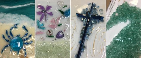 Art Shattered: Beginners Bootcamp Art Shattered, Glass And Resin Art, Tinting Glass, Sea Glass Window Art, Sea Glass Window, Sunflower Template, Decorated Wine Glasses, Glass Window Art, Workshop Design