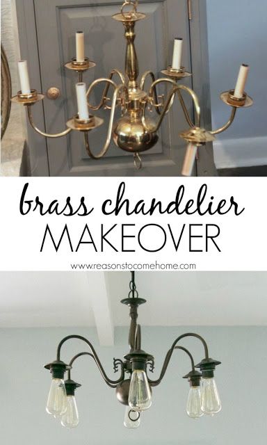 14 Thrifted Lamp and Light Makeovers Brass Chandelier Makeover, Chandelier Makeover, Diy Luminaire, Old Chandelier, Lamp Makeover, Diy Lampe, Diy Chandelier, Farmhouse Lighting, Brass Chandelier