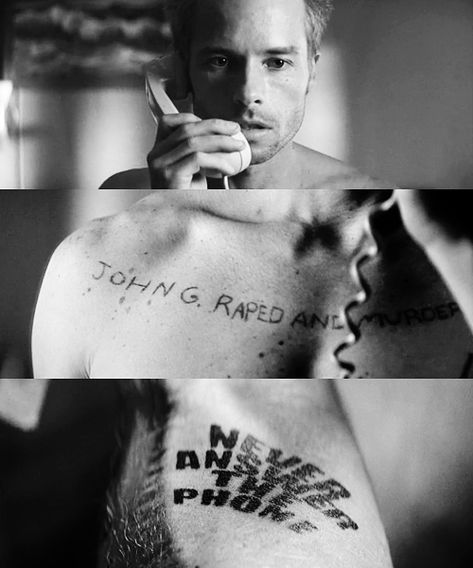 Memento Memento Tattoo Movie, Momento Movie, Guy Pearce Memento, Memento Film, Memento Movie, Priscilla Queen Of The Desert, Chris Nolan, Queen Of The Desert, Beautiful Movies