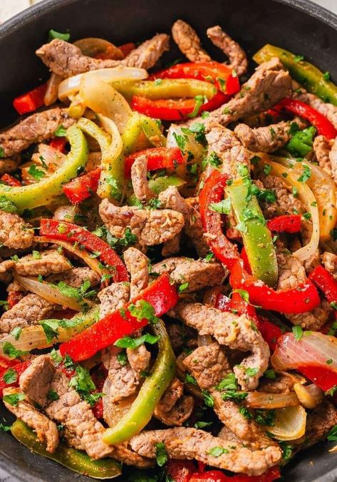 Steak Fajitas Recipe - Life with Susan Spicy Steak Fajitas, Fajita Tacos, Spicy Steak, Steak Fajita Recipe, Marinated Vegetables, Beef Fajitas, Easy Steak, Fajita Recipe, Marinated Steak