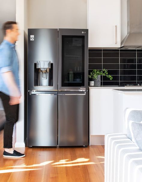 Review: LG French Door fridge with InstaView Door-in-Door Modern Fridge, Lg Fridge, Lg French Door Refrigerator, French Door Fridge, Fridge Design, Fridge Lg, Smart Fridge, Interior Design Student, Door Fridge