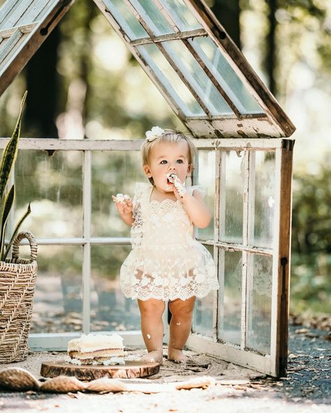 I just can’t get enough of my little greenhouse! Perfect for sitters and cake smash sessions! 🌱☀️ Diy Greenhouse Photography Studio, Boho Family Christmas Pictures, Whimsical First Birthday Photoshoot, Greenhouse Studio Photography, One Year Outdoor Photoshoot, Photoshoot Set Up Ideas, Farm Photo Props, Mothers Day Mini Session Ideas Outdoor, Outdoor Cake Smash Boy