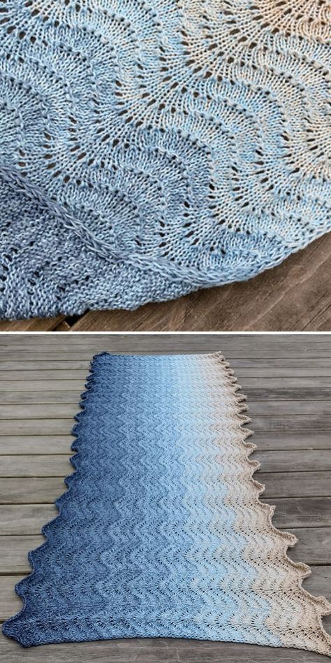 Baltic Beach Stole Free Knitting Pattern Italy Photoshoot, Random Doodles, Ripple Stitch, Blue Shawl, Knit Structure, Knitted Shawl, Shawl Knitting Patterns, Knit Stitches, How To Knit