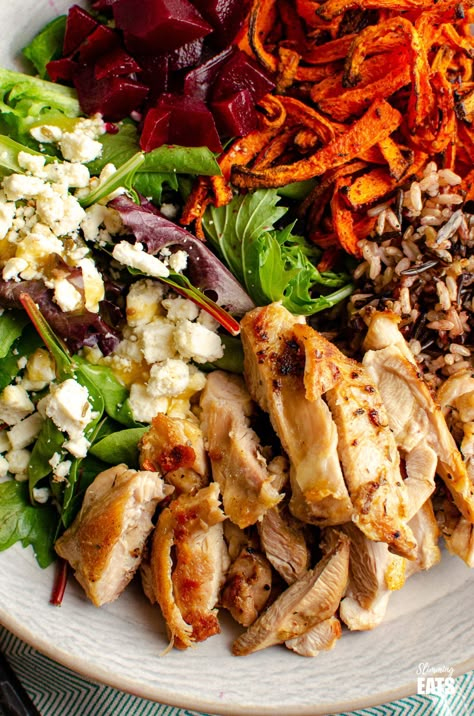 Wild Rice Bowl, Chicken Wild Rice, Roasted Carrot, Speed Foods, Chicken And Wild Rice, Seasoned Chicken, Weight Watchers Recipes, Beet Salad, Wild Rice