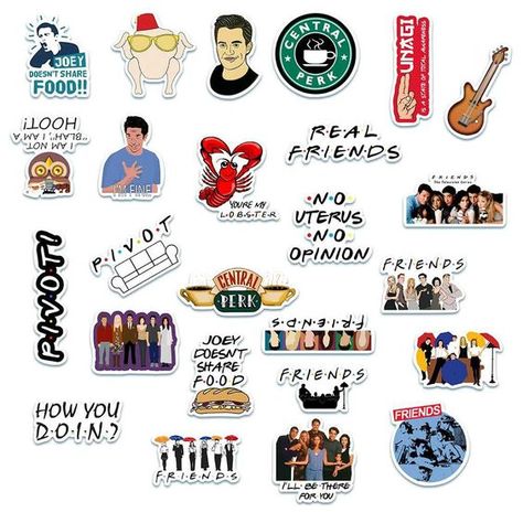 Famous Friends TV Series Stickers Pack - Waterproof Bundle - Pack of 50 Stickers Sticker #sticker Stickers #stickers freesticker #freesticker freestickers #freestickers free download sticker #freedownloadsticker 2.187 Friends Laptop Stickers, Friends Series Stickers, Friends Show Stickers, Friends Letter, Friends Stickers, Iconic Quotes, Bullet Journal Key, Friends (tv Series), Unique Stickers