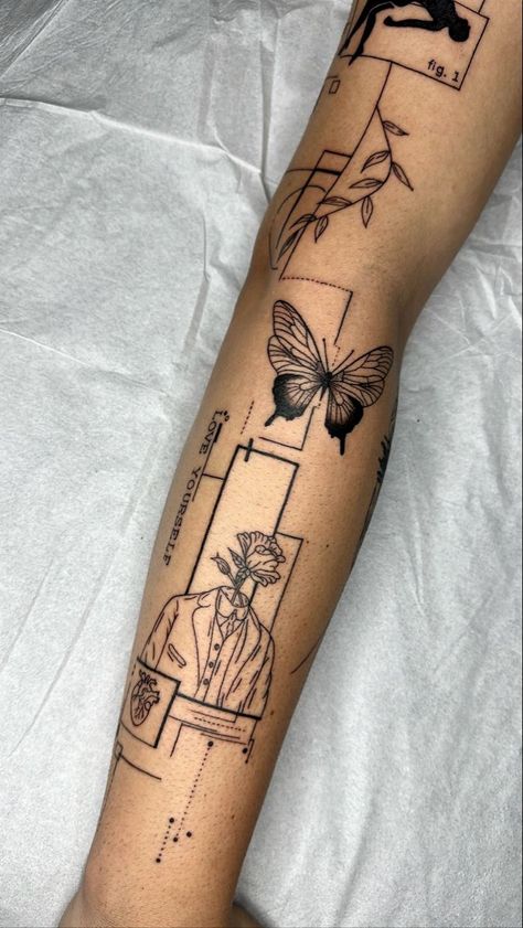 Ambition Tattoo, Geometric Sleeve Tattoo, Tattoo Spots, Mommy Tattoos, Fire Tattoo, Tattoos For Black Skin, Full Body Tattoo, Stylist Tattoos, Modern Tattoos