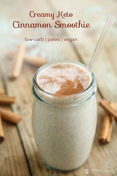 15 Creamy Low Carb Keto Smoothies to Brighten Your Morning! #lowcarb #keto #smoothies #breakfast Cinnamon Smoothie Recipes, Samoan Recipes, Smoothie Low Carb, Keto Protein Shakes, Unique Smoothies, Cinnamon Smoothie, Lowcarb Recipes, Inflammation Recipes, Keto Breakfast Smoothie