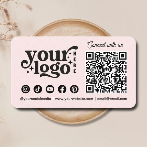 custom business card Business Card With Qr Code, Business Card With Qr, Barber Business Cards, Innovative Business Cards, Trendy Business Cards, Pink Business Card, Pink Business, Qr Code Business Card, Stylish Business Cards