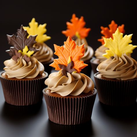 Chocolate Fall Cupcakes, Autumn Theme Cupcakes, Halloween Inspired Cupcakes, Autumn Cupcake Ideas, Thanksgiving Theme Cupcakes, Autumnal Cupcakes, Thanksgiving Cupcake Ideas, Autumn Cupcakes, Thanksgiving Baking