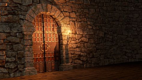 ArtStation - Fantasy dungeon door game asset + Making of video Dungeon Door, Fantasy Dungeon, Snake Enclosure, Dungeon Crawler, Door Games, Medieval World, Horror Game, Game Assets, Lamp Post